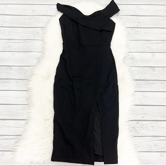 Just Me Dresses & Skirts - Black Off the shoulder midi dress